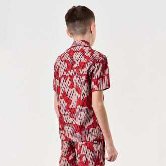 Jongen's Weekend Offender Korte Mouw Monuriki Rain Camo Resort Shirt in Rood