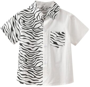 Jongen T-Shir Jongen Zebra Strepen Shirt Gentlewear Korte Mouwen Top Kinderen Casual Pocket Blouse Zomer Kid Kleding 1-7Y 3-4T
