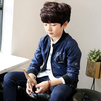 Jongen Windjack Lente Herfst Jassen Voor Jongen Jas Bomberjack Groen Kids Kinderen Solid Jacket 3 6 9 10 12 Jaar donker blauw / 120CM(5-6T)