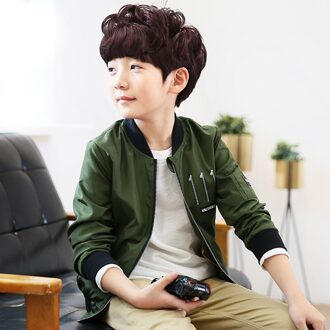 Jongen Windjack Lente Herfst Jassen Voor Jongen Jas Bomberjack Groen Kids Kinderen Solid Jacket 3 6 9 10 12 Jaar marine groen / 120CM(5-6T)