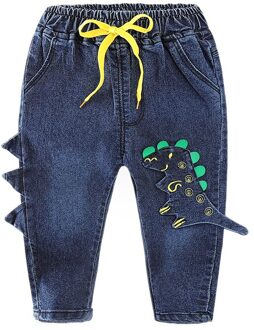 Jongens Denim Broek Jongens Cartoon Dinosaurus Denim Broek Baby Jongens Jeans Herfst Jeans Lange Broek Donkerblauw 4-5T