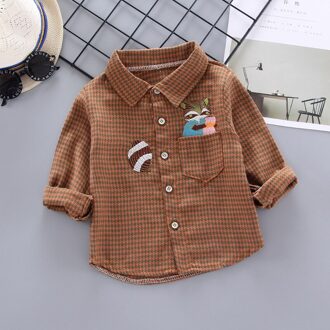 Jongens en meisjes cartoon shirts katoen kinderen shirt jas kinderkleding Bruin / 6m