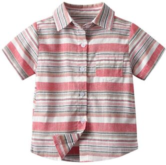 Jongens Gentlewear T-shirt Zomer Jongen Streep Katoen Blouse Kid Jongen Kleding Dichtgeknoopt Revers Shirt Casual Top 1-6years 5-6Y