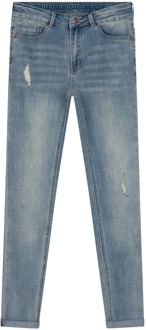 Jongens jeans jay tapered fit damaged light denim Blauw - 140