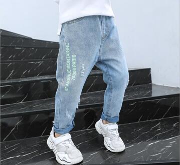 Jongens Jeans Lente & Herfst Kinderen Broek Baby Boy Casual Broek Kinderkleding Tij Gat Letters Gedrukt kids Jeans 8T