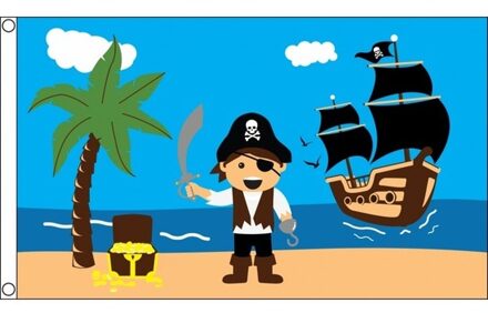 Jongens piratenschat vlag - 150 x 90 cm - piratenvlag - kinderfeestje