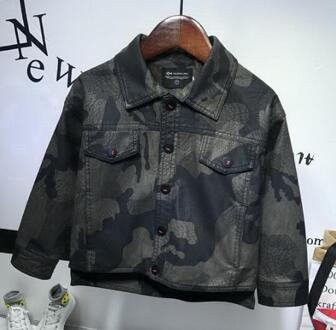 Jongens PU jas Lente Herfst kinderen camouflage lederen 2-6years oude kleur diamond gewatteerde rits jongens jas cool 5T