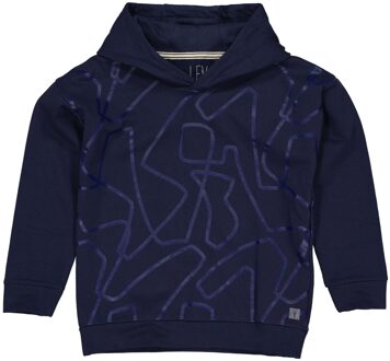 Jongens sweater - Gilius - AOP streep donker blauw - Maat 104