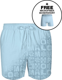 Jongens Zwembroek Print Lichtblauw + Gratis Microfiber boxershort