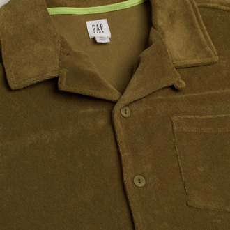 Jongenshemd met korte mouwen van pluche 856626 Groen - 12J / 152cm