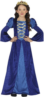 Jonkvrouw/middeleeuwse prinses verkleed set - blauw- luxe prinsessenjurk - voor kinderen