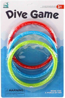 jonotoys Gekleurde duikringen - 3x stuks - rood/blauw/groen - kunststof Multi