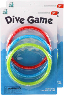 jonotoys Gekleurde duikringen - 6x stuks - rood/blauw/groen - kunststof
