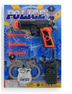 jonotoys Politie speelgoed pistool en accessoires - kind - verkleed rollenspel - plastic - 15 cm - Speelgoedpistool