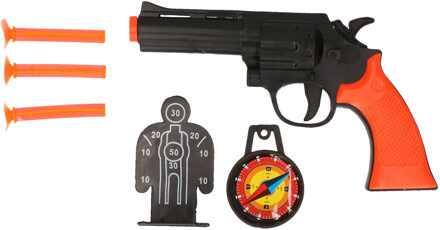 jonotoys Politie speelgoed pistool en accessoires - kind - verkleed rollenspel - plastic - 15 cm - Speelgoedpistool