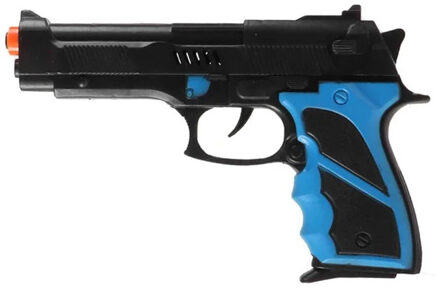 jonotoys Politie speelgoed pistool - kind en volwassenen - verkleed rollenspel - plastic - 22 cm Zwart