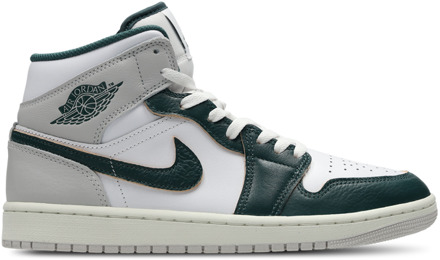 Jordan 1 Mid Sneakers Heren - Wit - Maat 41 - Leer, Synthetisch White