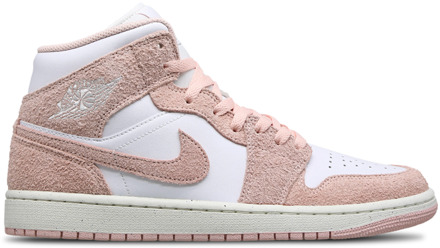 Jordan 1 Mid Sneakers Heren - Wit - Maat 42 - Leer, Synthetisch White