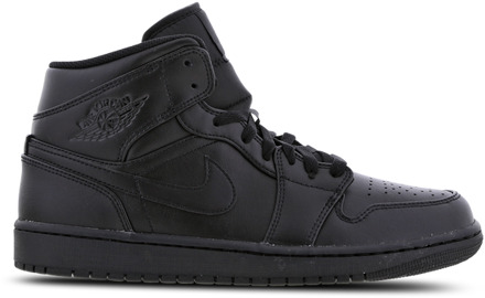 Jordan 1 Mid Sneakers Heren - Zwart - Maat 49.5 - Leer, Synthetisch Black