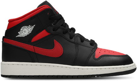 Jordan Aj1 Mid Kindersneakers - Zwart - Maat 36.5 - Leer Black