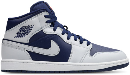 Jordan Aj1 Mid Sneakers Heren - Blauw - Maat 42.5 - Leer, Synthetisch Blue
