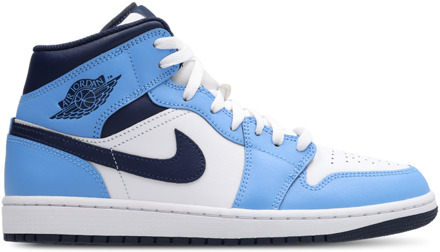Jordan Aj1 Mid Sneakers Heren - Blauw - Maat 47.5 - Leer, Synthetisch Blue