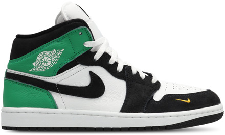 Jordan Aj1 Mid Sneakers Heren - Wit - Maat 44.5 - Leer, Synthetisch White