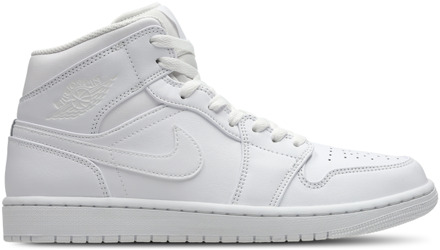 Jordan Aj1 Mid Sneakers Heren - Wit - Maat 45 - Leer, Synthetisch White