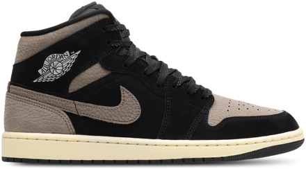 Jordan Aj1 Mid Sneakers Heren - Zwart - Maat 47.5 - Leer, Synthetisch Black