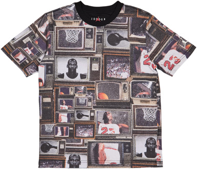 Jordan Brooklyn Aop T-shirts Kinder - Zwart - Maat 128 - 137 CM - Katoen Jersey Black