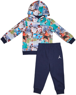 Jordan Brooklyn Aop Trainingspakken Baby - Blauw - Maat 74 - 80 CM - Katoen Fleece Blue