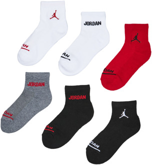 Jordan Kids Ankle 6 Pack Sokken Unisex - Rood - Maat 35 - 38 Red