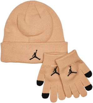 Jordan Kids Beanie Glove Set Winter mutzen Unisex - Bruin - Maat YOUTH - Wol Brown