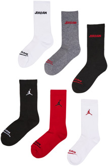 Jordan Kids Crew 6 Pack Sokken Unisex - Rood - Maat 35 - 38 Red