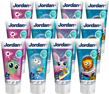 Jordan Kids - Tandpasta 0/5 jaar - Milde Fruitsmaak - 3x50ml - Voordeelverpakking