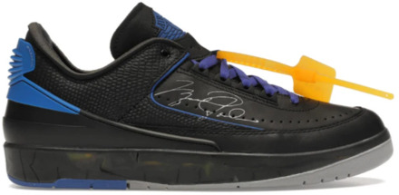 Jordan Retro Low Off-White Zwart Blauw Sneaker Jordan , Black , Heren - 45 EU