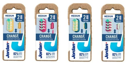 Jordan Tandenborstel Jordan Verander Medium Tandenborstel Opnieuw Vullen Diverse 2 st