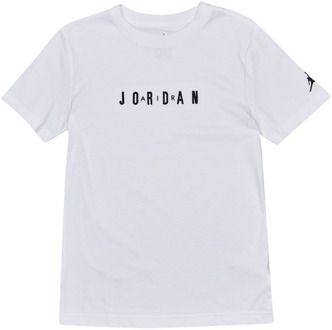 Jordan Wordmark Emb T-shirts Kinder - Wit - Maat 128 - 137 CM - Katoen Jersey White