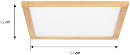 Joren LED plafondlamp hoekig hout 52 cm licht hout, wit