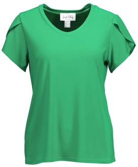 Joseph Ribkoff Elegant Groen V-Hals T-Shirt voor Dames Joseph Ribkoff , Green , Dames - 2Xl,Xl,L,M,S