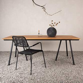 Joshua tuintafel zwart - met houten blad - 200 x 100 cm