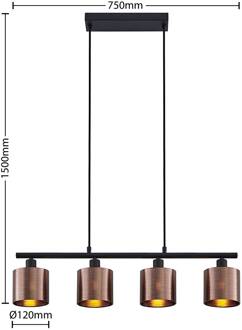 Joudy hanglamp, 4-lamps, brons donker donker brons, mat zwart