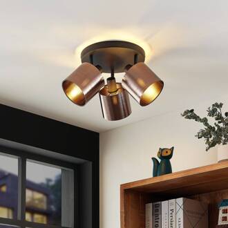 Joudy plafondlamp, 3-lamps, brons donker licht brons, mat zwart