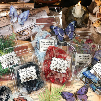 Journamm 20pcs Butterfly Natural Daisy Clover Cute Japanese Sticker Transparent PET Material Flowers Leaves Plants Deco Stickers