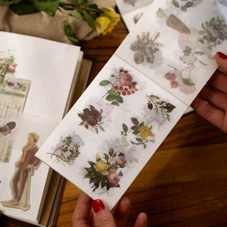 Journamm 20Pcs/lot Retro Renaissance Deco Stickers Scrapbooking Washi Paper Journal Deco Plants Album DIY Stationery Stickers