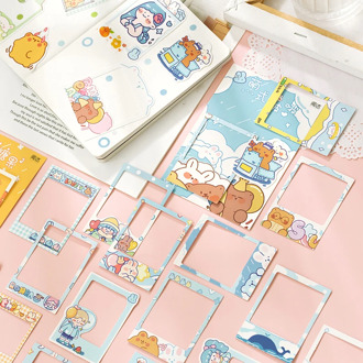 Journamm 30pcs Kawaii Frame and Cute Tag Cards for Photo Cartoon Sticker Planner Scrapbooking Stationery Japanese Diary Stickers