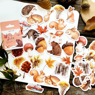 Journamm 46pcs Autumn Squirrel Forest Travel Diary Deco Stickers Child Gift Scrapbooking Kawaii Decorative Stationery Stickers
