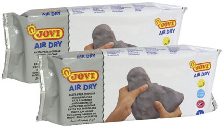 Jovi Kinder speelgoed klei - 2x - 500 gram - kleur betongrijs - Boetseer klei - boetseren - speelgoed