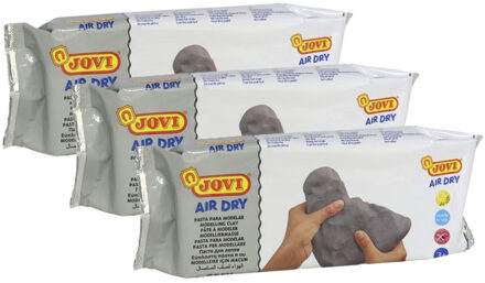 Jovi Kinder speelgoed klei - 3x - 500 gram - kleur betongrijs - Boetseer klei - boetseren - speelgoed