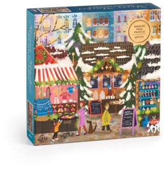 Joy Laforme Merry Market 1000 Piece Foil Puzzle In A Square Box - Galison